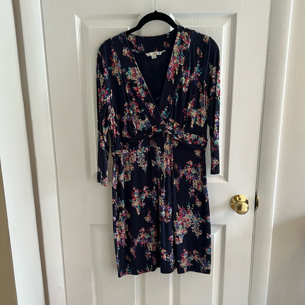 Navy blue with floral pattern Boden dress. UK16 US12.